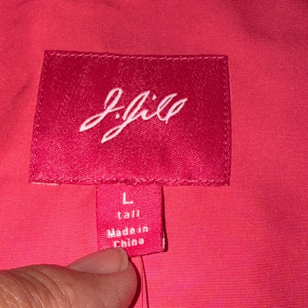 J.Jill Hot Pink Tall‎ Hooded Lightweight Snap Front Jacket Women's Size L